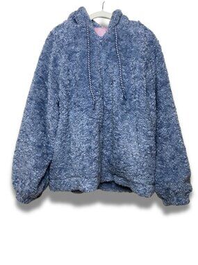 b+ab Blue Teddy Fleece Hoodie Size 40